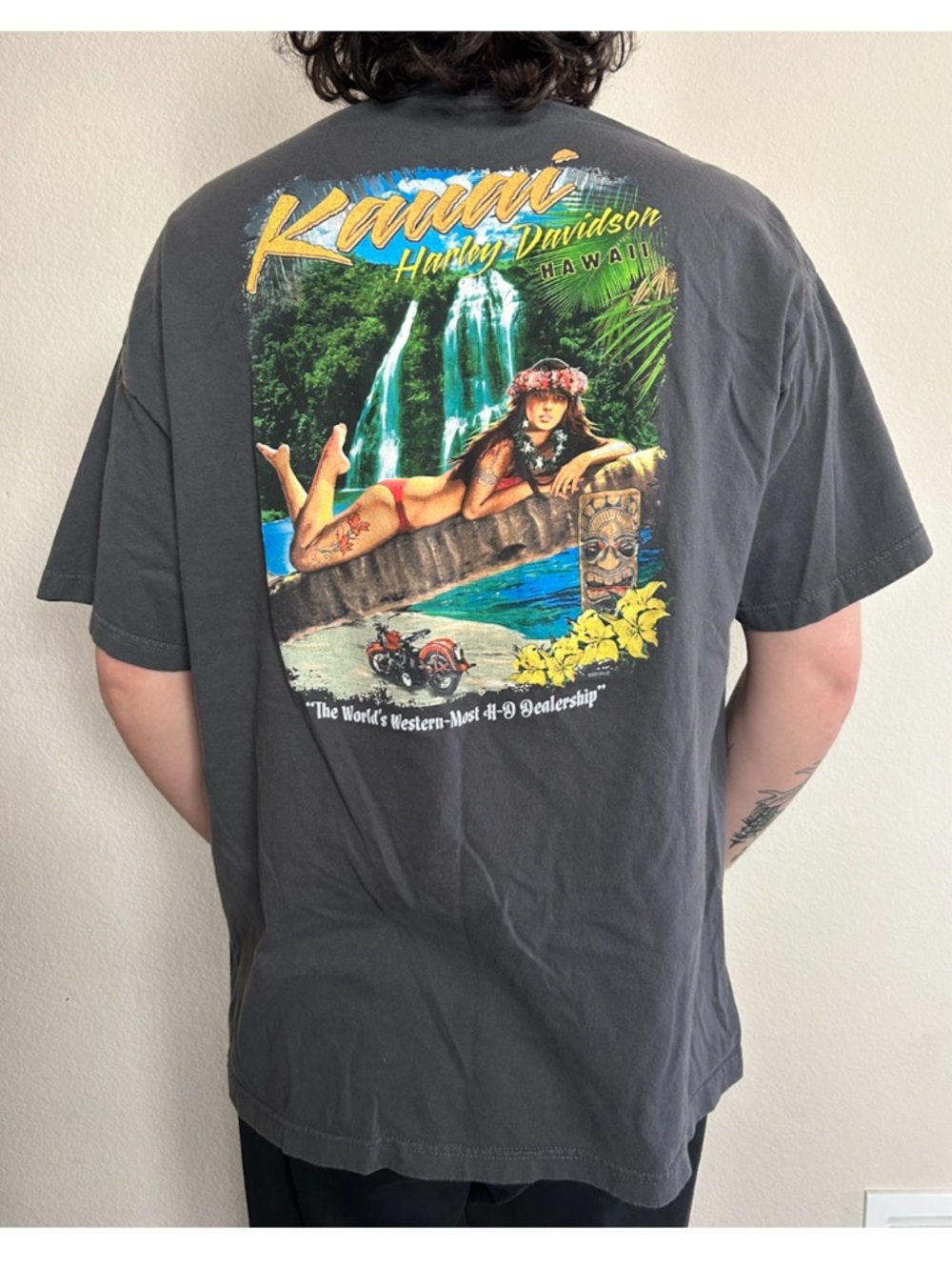 Harley Davidson Men’s 2XL Gray Vintage Scenic Kauai  Hawaii Graphic Tee